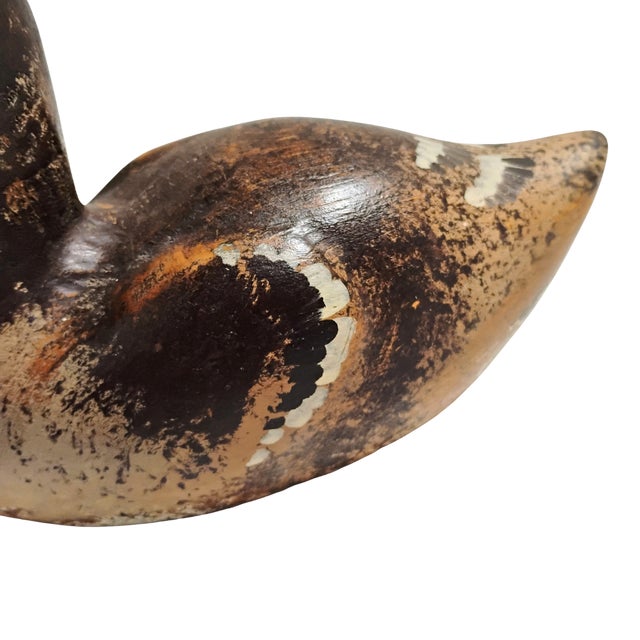 Vintage Sarreid Ltd. Hand-Carved and Painted Italian Wood Duck Sculpture - Design No. 132 For Sale - Image 9 of 12