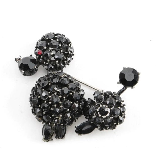 Vintage Jet Bead Poodle Brooch For Sale - Image 4 of 4