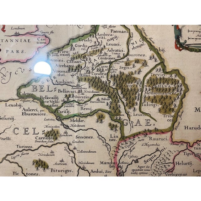 Rustic European Rare Original Antique Hand Colored European Map France Janssonius J 1662 2-Sided For Sale - Image 3 of 18