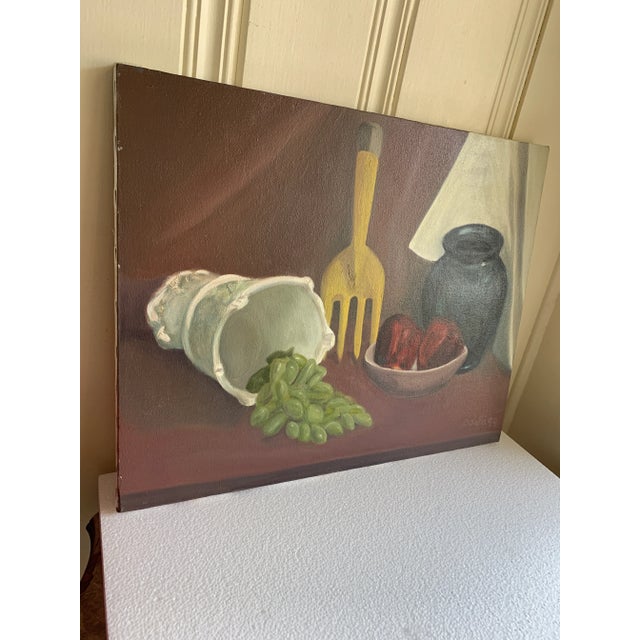Realism Vintage Original Canvas Still Life Painting For Sale - Image 3 of 12