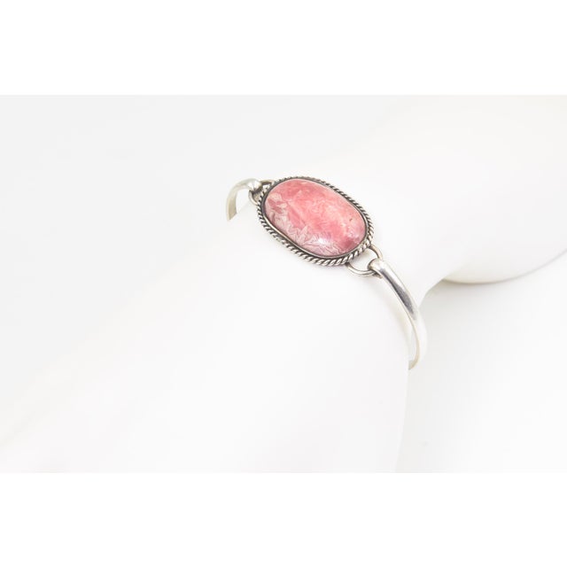 Late 20th Century Rhodochrosite Silver Bangle Bracelet For Sale - Image 9 of 10