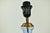 Metal Vintage Laura Ashley Cornflower Blue Glass Table Lamp | Accent Light 1990 2000s Brass Bedside Buffet European British Coastal For Sale - Image 7 of 7