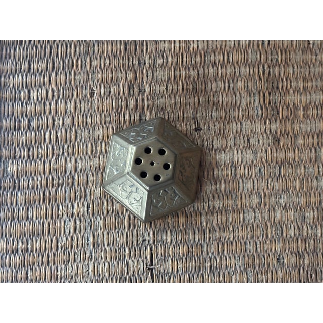 MCM Brass Flower Frog or Incense Holder For Sale - Image 9 of 9