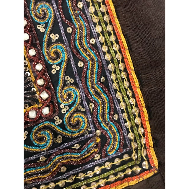 The Princes Procession, Ornate Burmese Embroidered Kalaga Wall Hanging With Gemstones & Sequins For Sale - Image 9 of 13