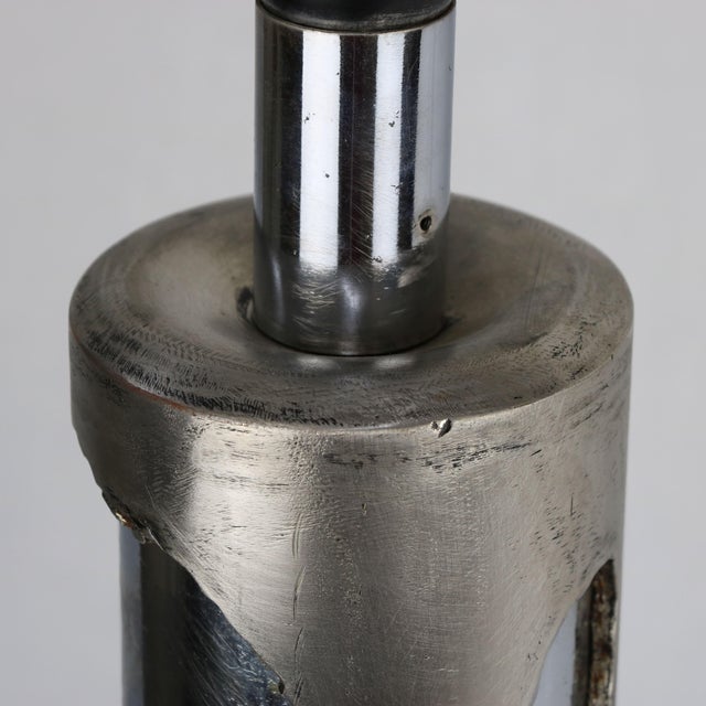 Brutalist Chrome and Steel Fusion Effect Table Lamp, 1970s For Sale - Image 4 of 6