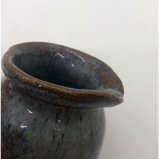 Vintage Petite Glazed Studio Pottery Creamer Vase, Artist Signed For Sale - Image 4 of 12