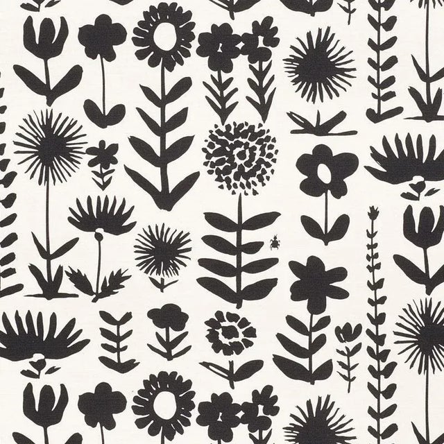 Sample - Schumacher X Vera Neumann Wild Things Fabric in Black For Sale