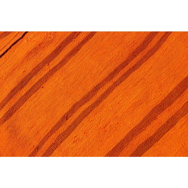 Vintage Turkish Kilim Runner With Vibrant Orange Stripes and Rustic Charm 2'9"x12'0" For Sale - Image 10 of 10