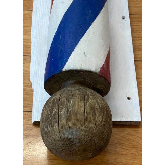 19th Century Barber's Pole Hand Carved Hand Painted For Sale - Image 4 of 9