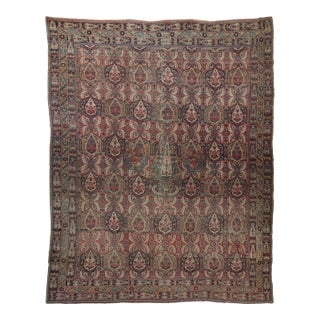 Oversized Antique Kerman Lavar Rug in Red With Floral Patterns | Rug & Kilim For Sale