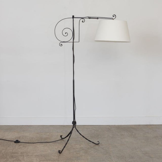 1940s French Adjustable Iron Floor Lamp For Sale In Los Angeles - Image 6 of 15