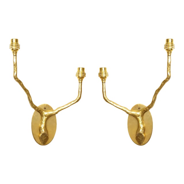 Bespoke Arbre Brass Sconces - a Pair For Sale