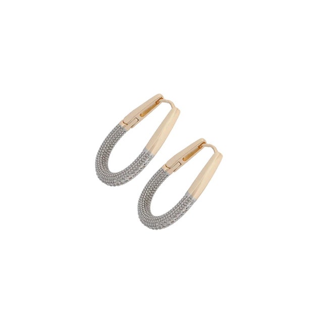 Pave Diamonds Gold Hoop Mini Size Earrings, A Pair For Sale - Image 4 of 11