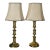 1960s Pair of Brass Table Lamps With Custom Silk Shades For Sale