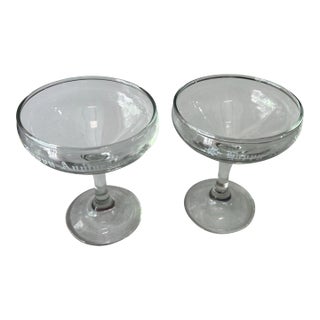 1970s Glass Anniversary Champagne Glasses - a Pair For Sale