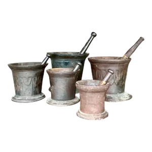 Vintage Boho Apothecary Wrought Iron Mortar and Pestle - Set of 5