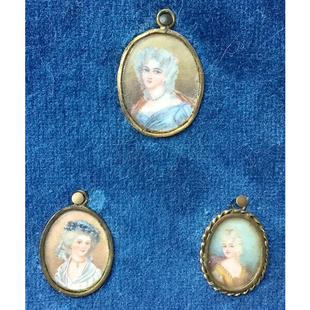 Portraiture Antique Floral Brass Framed Porcelain Portraits For Sale - Image 3 of 6