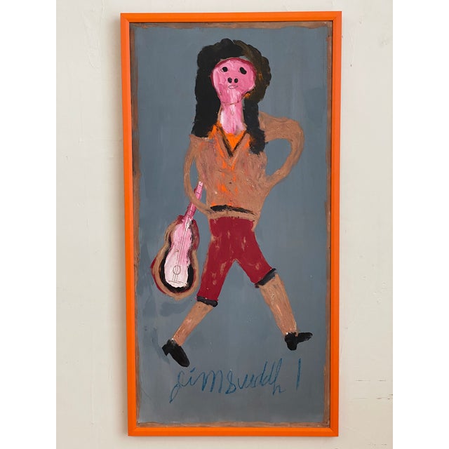 1990s 1990s Jimmy Lee Sudduth Painting “Farmers Kid” Self Taught Art Vintage, Framed For Sale - Image 5 of 12