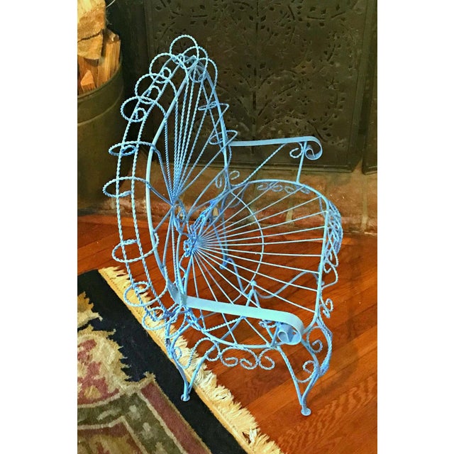 Traditional Blue Wire-Woven Plant Stands - A Pair For Sale - Image 3 of 7
