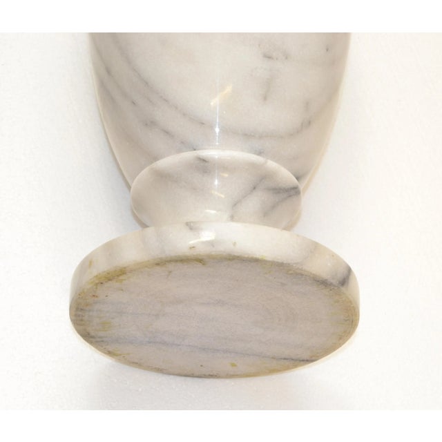 Art Deco Style 20th Century Hand-Carved Carrara Marble Vase Urn Vessel Italy For Sale - Image 10 of 13
