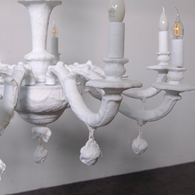 Handcrafted 10-Arm Chandelier in Coated Glass For Sale - Image 9 of 18