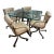 Vintage Cal-Style Bronzed Chrome & Glass Dining Set With Rolling Armchairs — Set of 5 For Sale