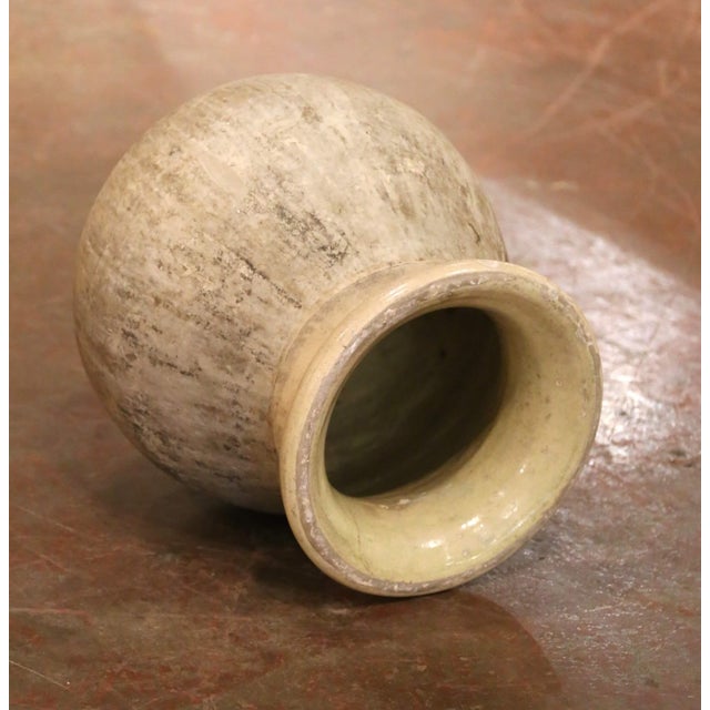 19th Century French Provencal Glazed Terracotta Olive Oil Jar From Biot For Sale - Image 4 of 8