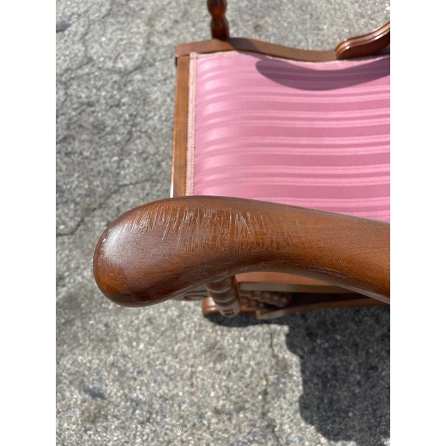 Early 20th Century Antique Traditional Spindle Wood Rocking Chair For Sale In Los Angeles - Image 6 of 10