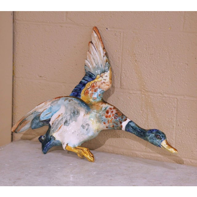 Early 20th Century Early 20th C. French Barbotine Faience Duck Wall Sculpture by Edmond Lachenal For Sale - Image 5 of 12