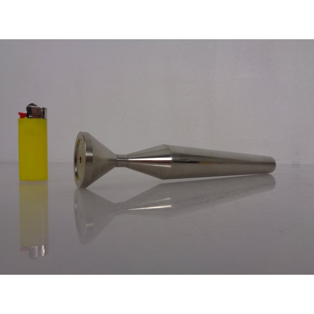 Minimalist Satin-Finish Steel Vase, Germany, 1960s For Sale - Image 6 of 9