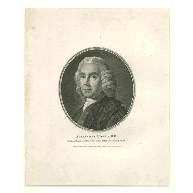 Portrait of Alexander Monro is an original etching realized by P. Thomson in 1793. Good condition, mounted on a white...