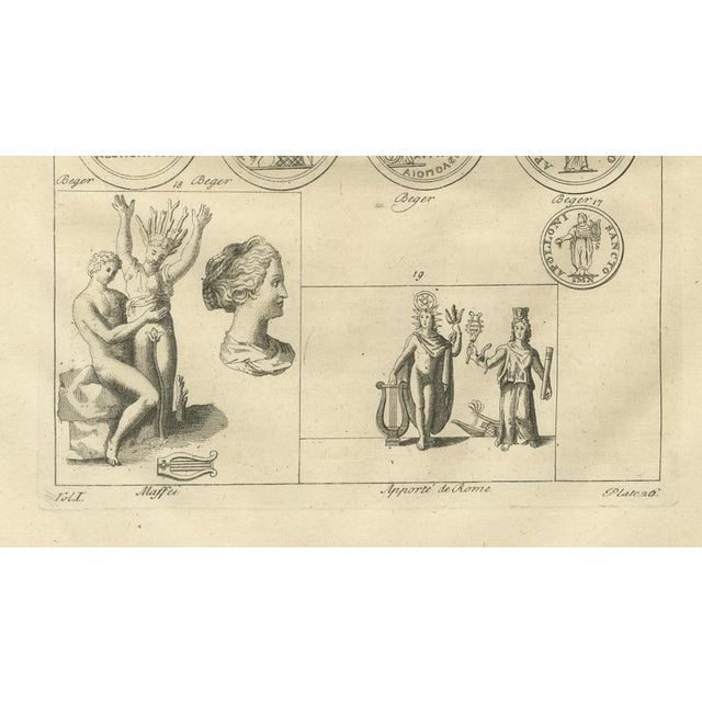 After Bernard de Montfaucon, Antique Roman Sculpture & Medals Plate, 1721, Engraving For Sale - Image 6 of 9