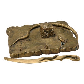 Art Nouveau Bronze Desk Set, Set of 3 For Sale