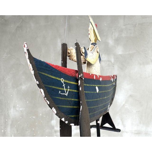 1950s Large Vintage Kinetic Boat Nautical Balancing Sculpture in Metal, 1950s For Sale - Image 5 of 15