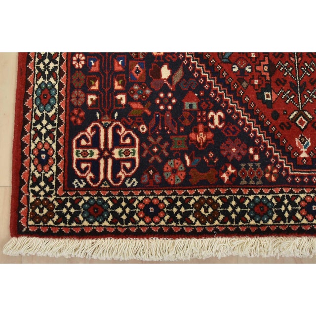 Abadeh Rug 3’5” X 4’11” Red Wool Vintage Tribal Hand-Knotted Carpet For Sale - Image 9 of 12