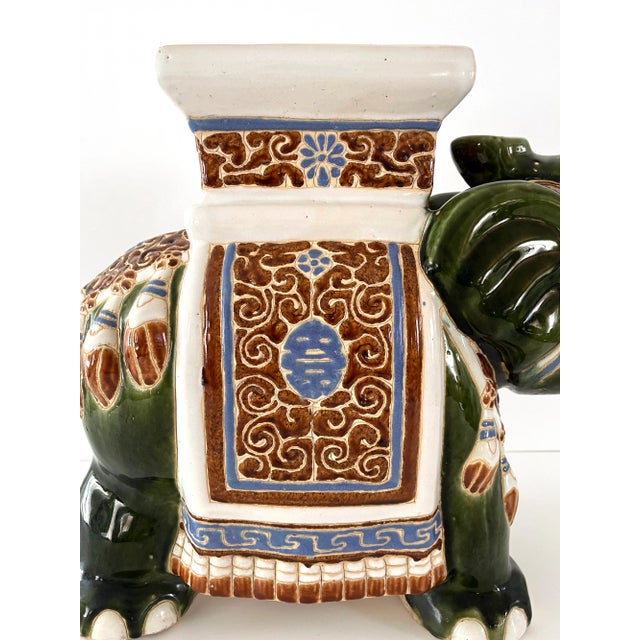 Ceramic Mid Century Ceramic Elephant Garden Stool or Plant Stand For Sale - Image 7 of 12