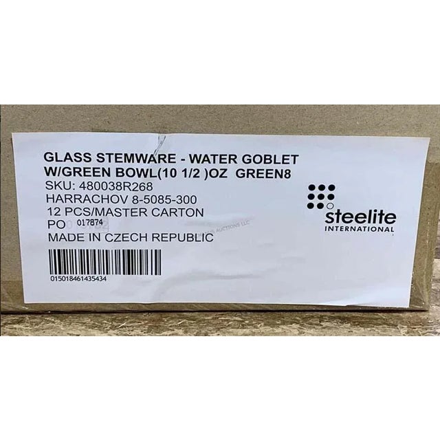 2000 - 2009 Green Glass Water Goblets Made in Czech Republic - Set of 12 - Christmas Dining For Sale - Image 5 of 5