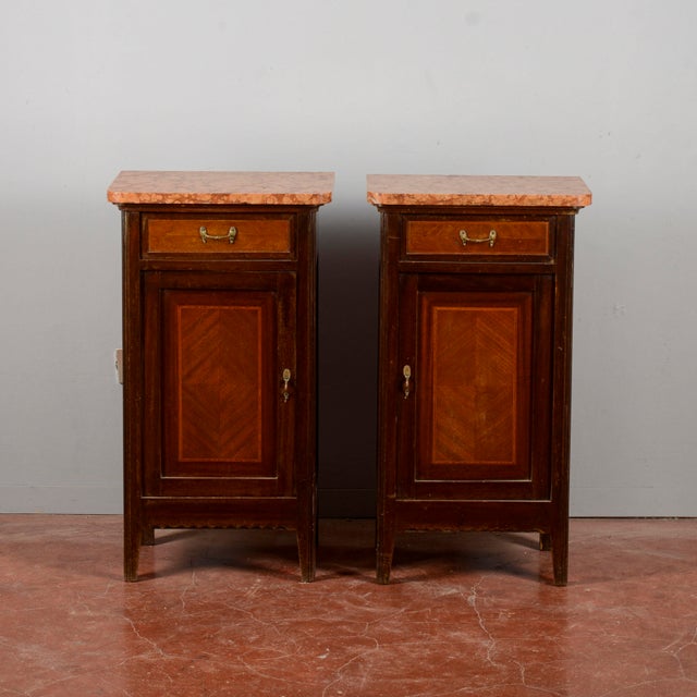 Vintage Bedside Tables with Red Marble Tops, 20th Century, Set of 2 For Sale - Image 10 of 18
