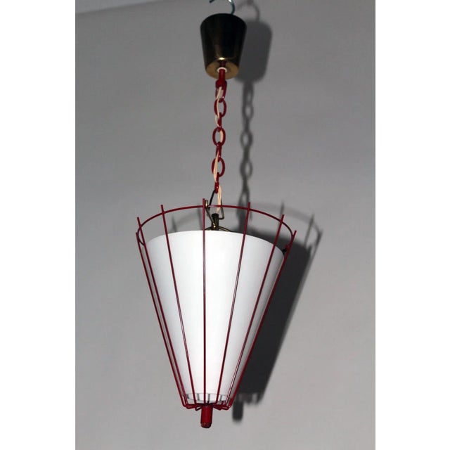 Mid-Century Modern Burgundy Painted Kitchen Lamp, 1950s For Sale - Image 3 of 8