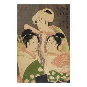 Vintage Mid Century Japanese Woodblock Geisha Print