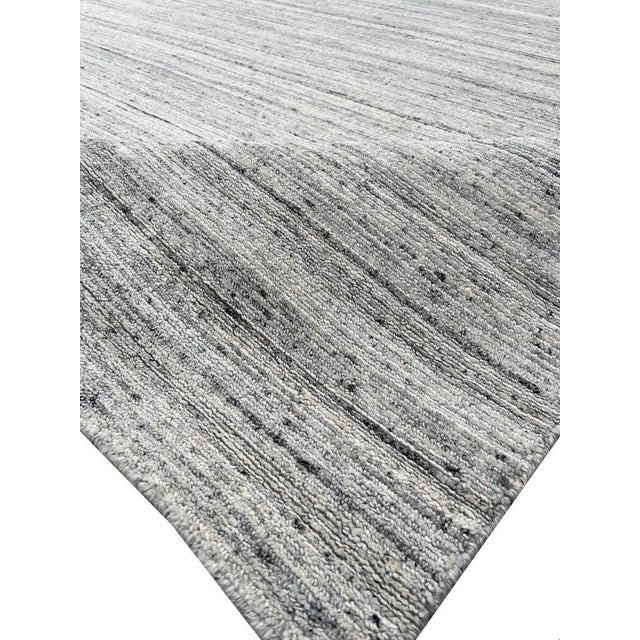 Textile 10x14 Gray Hand-Knotted Wool Striated Geometric Modern Carpet Rug For Sale - Image 7 of 7