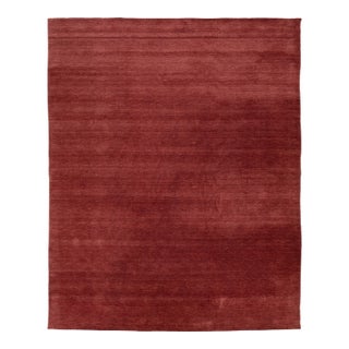 Apadana's Modern Gabbeh Hand-Loom Wool Area Rug in Red Burgundy For Sale