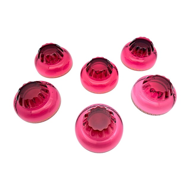 1960s Cranberry Red Murano Glass Bowls attributed to Seguso, 1960s, Set of 6 For Sale - Image 5 of 10