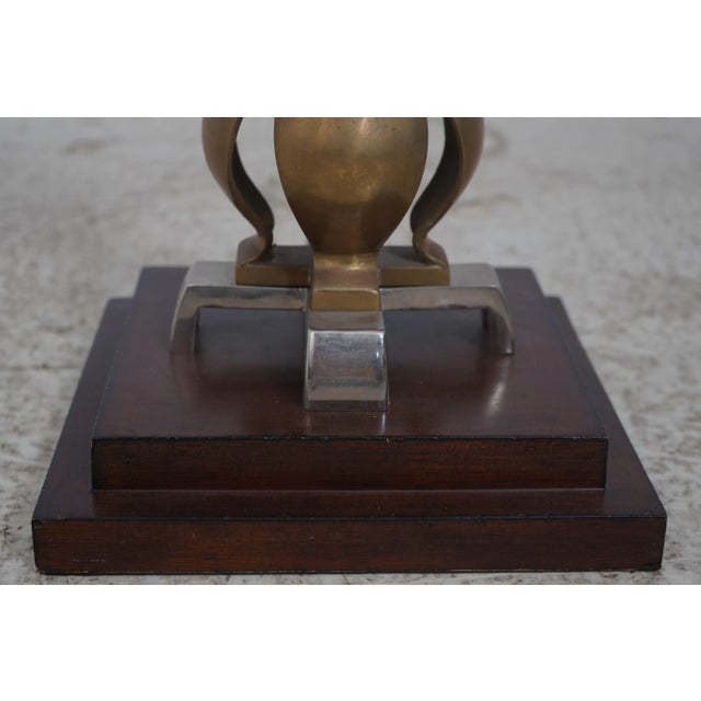 Steel & Brass Quality Floor Lamp W. Shade For Sale - Image 9 of 13