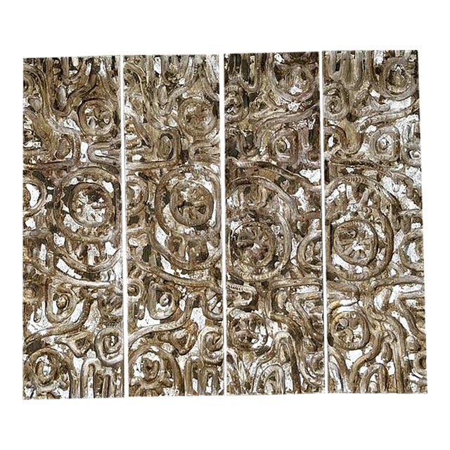 Vintage Carved Wood Panel Wall Sculpture - Set of 4 For Sale