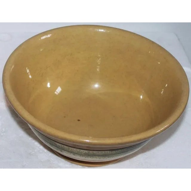 Rustic 19thc Mocha Yellow Ware Seaweed Bowl For Sale - Image 3 of 6