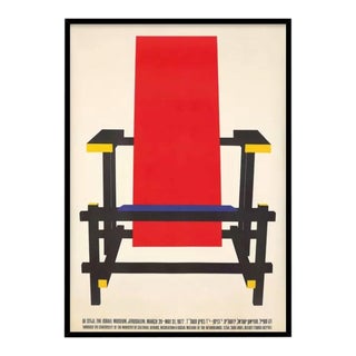 Vintage Custom Framed Gerrit Rietveld Chair of De Stijl Art Movement 1977 Museum Exhibition Poster For Sale