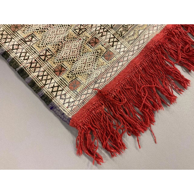 Vintage Moroccan Vegan Silk/Wool Berber Kilim Rug For Sale - Image 10 of 12