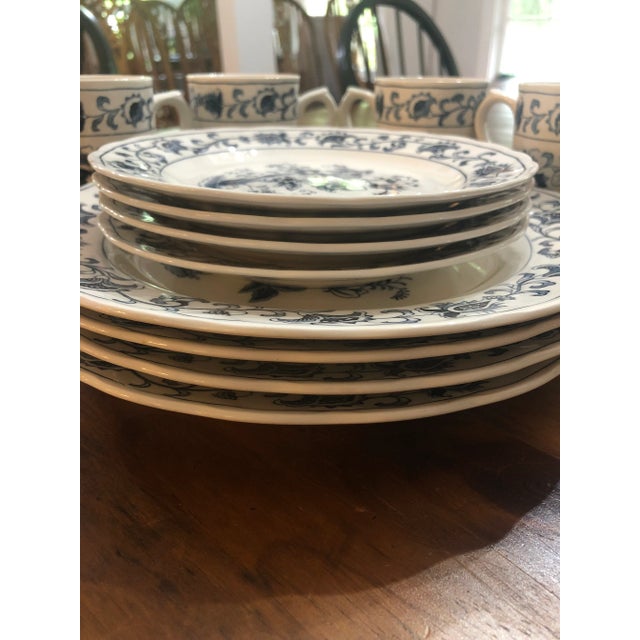 1980s Vintage Blue and White Nikko Ming Tree Blue Chinoiserie Ironstone Set- 12 Pieces For Sale - Image 5 of 10