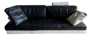 Two-Seater Sofa in Black and White Leather by BNB Italia